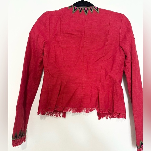 H&M impulse VTG fringe tribal blazer XS geometric office indie professional - Picture 6 of 6